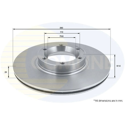 Comline 2 x Internally Vented Front Brake Discs ADC0263V