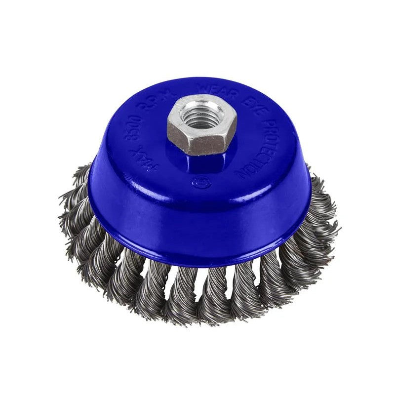 BlueSpot Tools Twist Knot Cup Brush M14 X 2 75-100mm