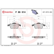 Brembo 4 x Rear Brake Pad Set P86014