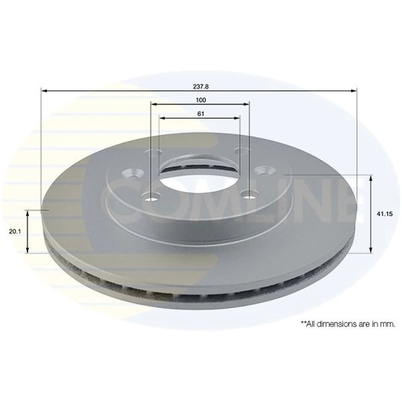 Comline 2 x Front Brake Discs ADC1505V
