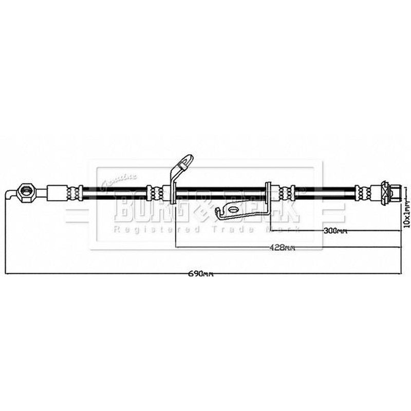 Borg & Beck Brake Hydraulic Hose Line Front Left BBH7945