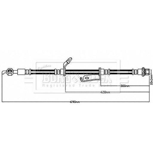 Borg & Beck Brake Hydraulic Hose Line Front Left BBH7945