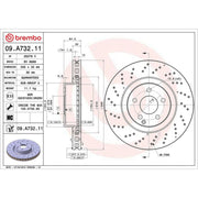 Brembo 2 x Perforated/Vented Front Brake Discs 09.A732.11