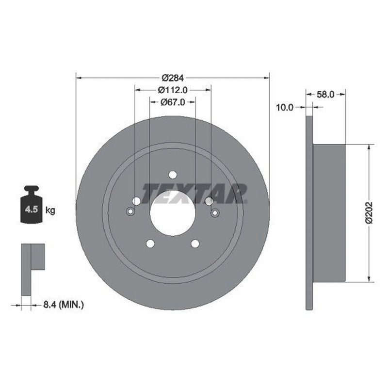 Textar 2 x Solid Rear Brake Discs 92326603
