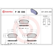 Brembo 4 x Rear Brake Pad Set P30035