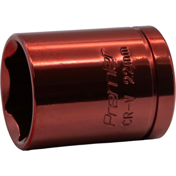 Sealey 1/2"Dr Coloured Socket 22mm (Light Red)
