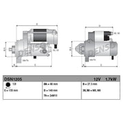 Denso Starter Motor 12V 1.7kW 13 Teeth DSN1205