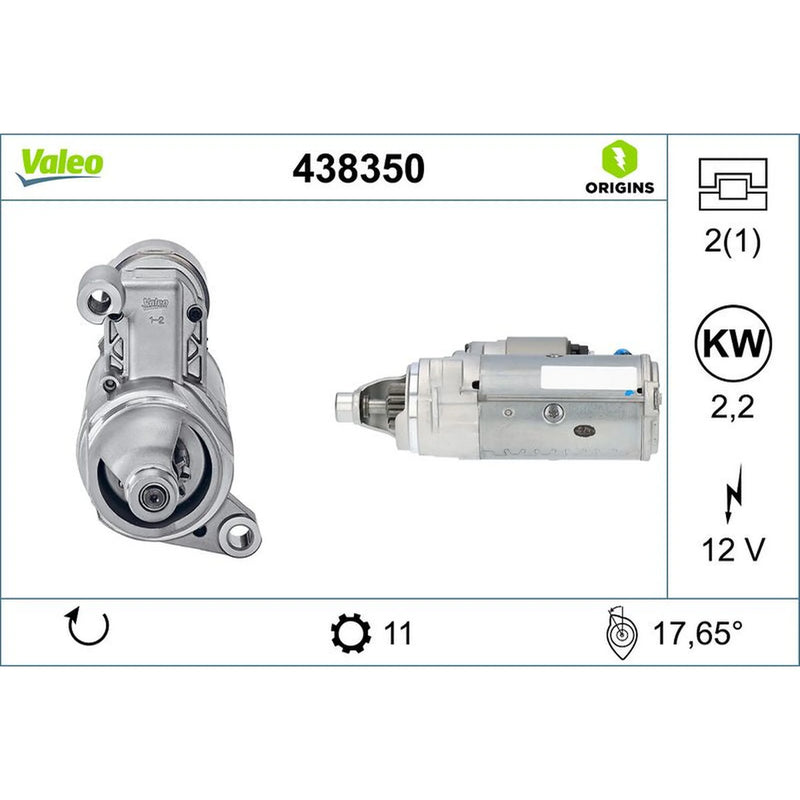 Valeo Starter Motor 12V 2.2kW 11 Teeth 438350