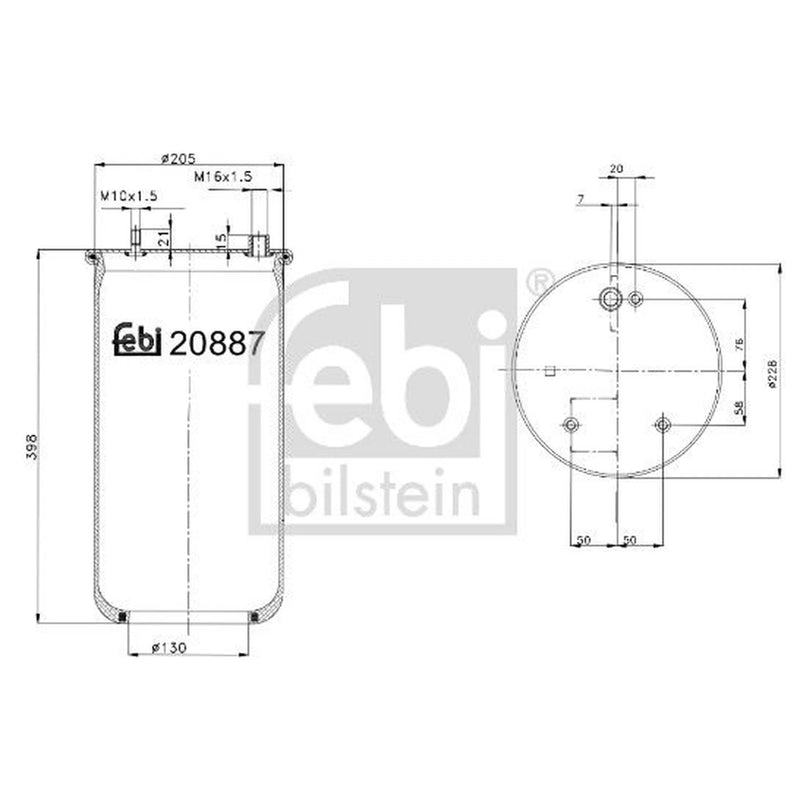 Febi Air Suspension Bellow Rear Right 20887