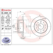Brembo 2 x Solid Rear Brake Discs 08.8094.40