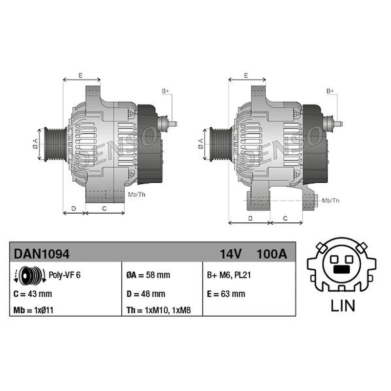 Denso Car Alternator 12V DAN1094