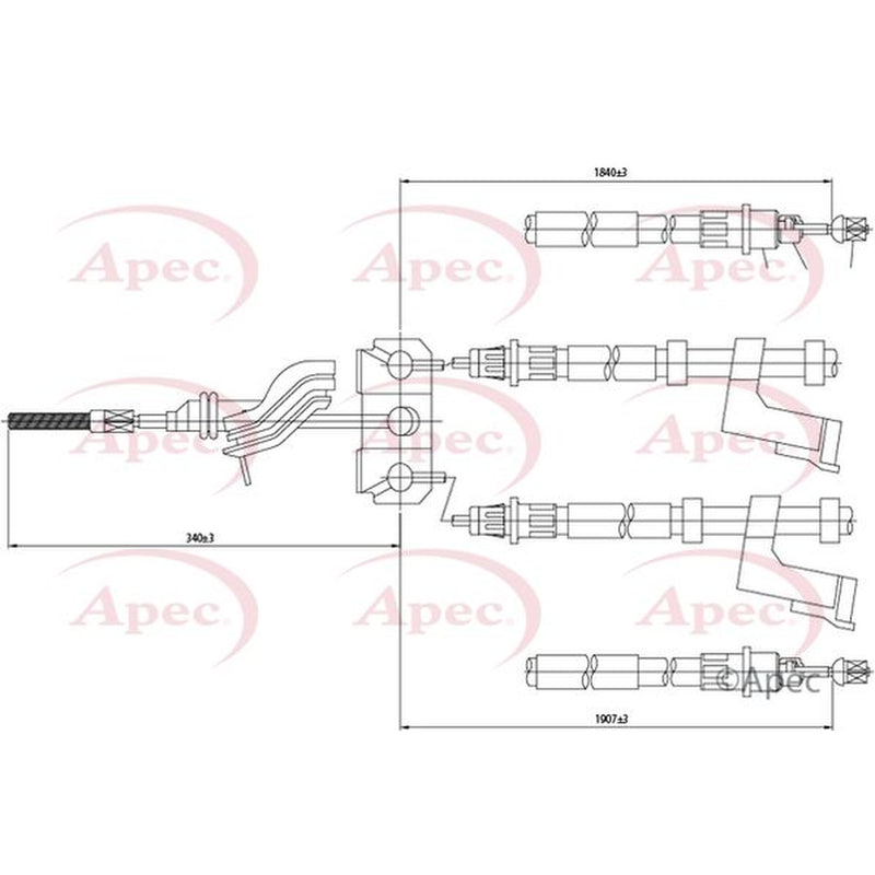 Apec Handbrake Cable Left Rear CAB1368