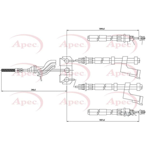 Apec Handbrake Cable Left Rear CAB1368