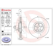 Brembo 2 x Internally Vented Front Brake Discs 09.C936.11