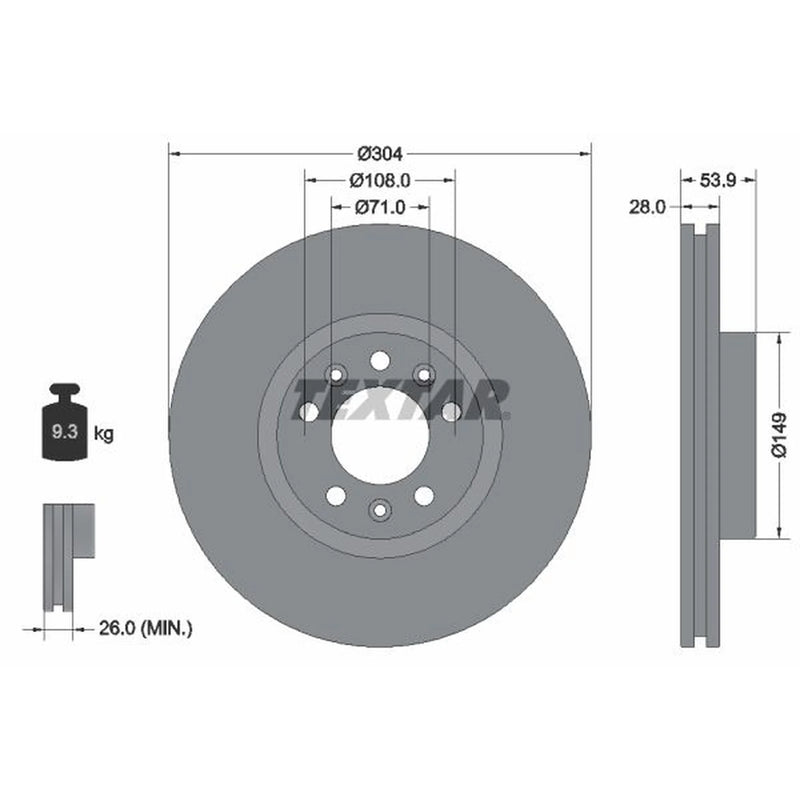 Textar 2 x Front Brake Discs 92287203