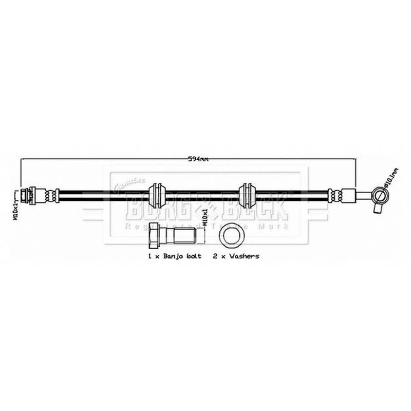 Borg & Beck Brake Hydraulic Hose Line Rear Ri BBH8736