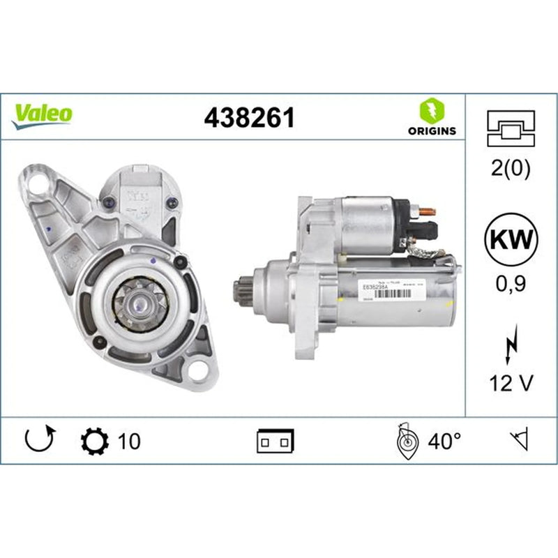Valeo Starter Motor 12V 0.9kW 10 Teeth 438261