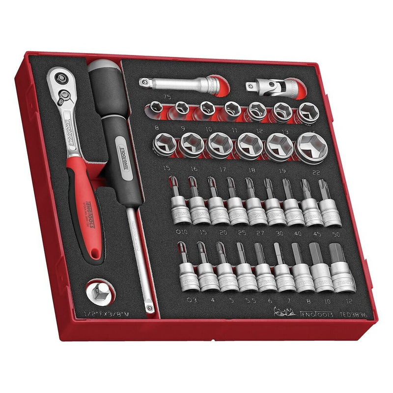 Teng Tools Socket Set 36 Pieces 3/8" Drive FOAM2