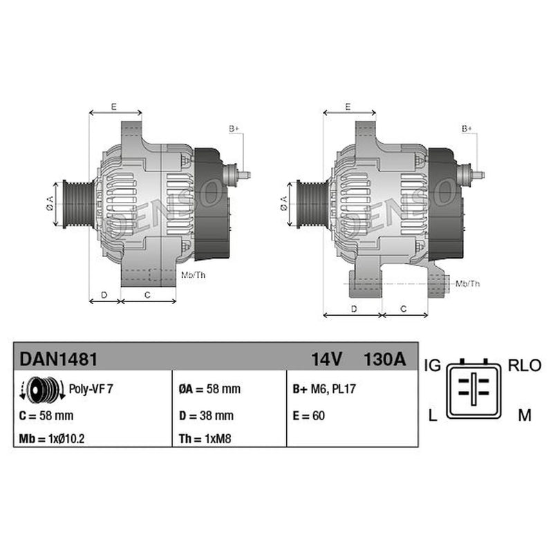 Denso Car Alternator 12V DAN1481