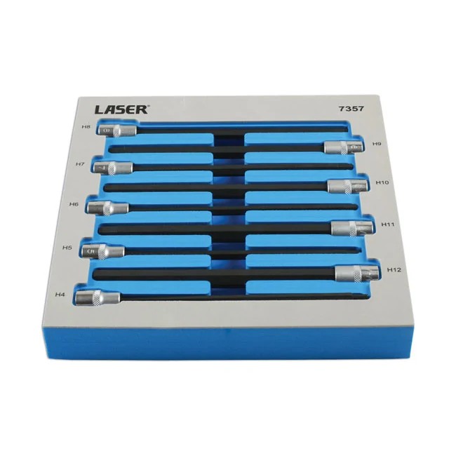 Laser Tools Extra Long Hex Socket Bit Set 3/8"D 9pc - PL