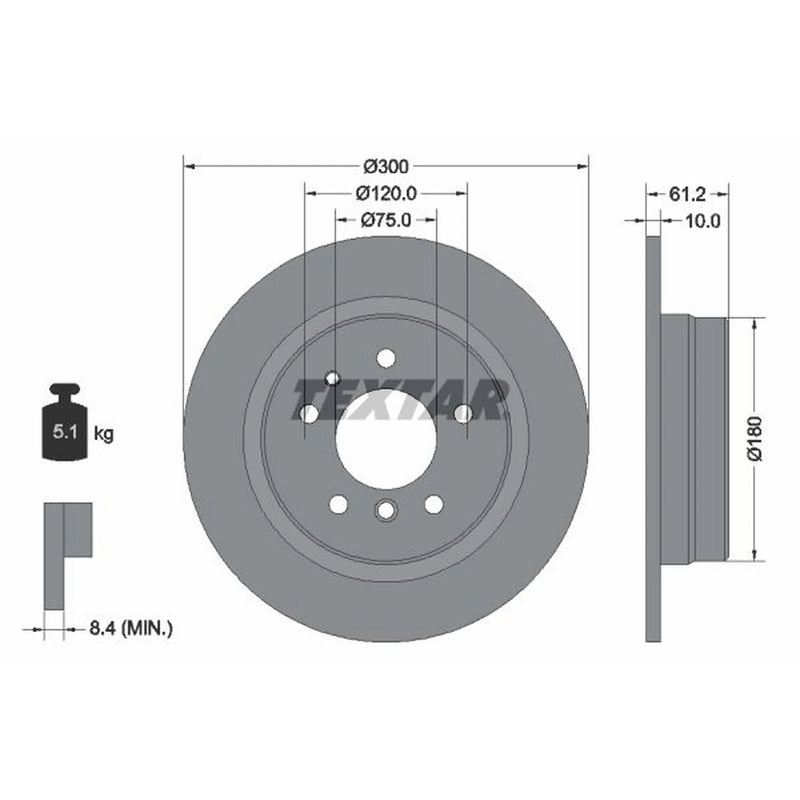 Textar 2 x Solid Rear Brake Discs 92042303