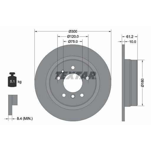 Textar 2 x Solid Rear Brake Discs 92042303