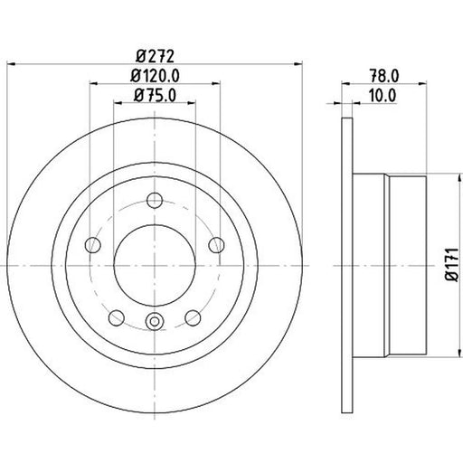 DON 2 x Solid Rear Brake Discs PCD13852