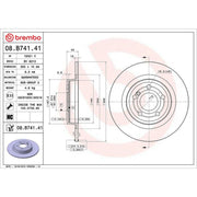 Brembo 2 x Solid Rear Brake Discs 08.B741.41
