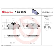 Brembo 4 x Rear Brake Pad Set P06052X