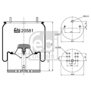 Febi Air Suspension Bellow 256mm 20581