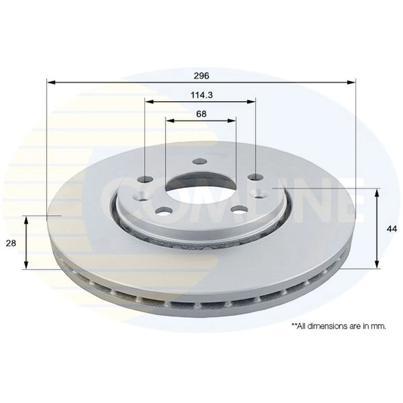 Comline 2 x Internally Vented Front Brake Discs ADC1163V