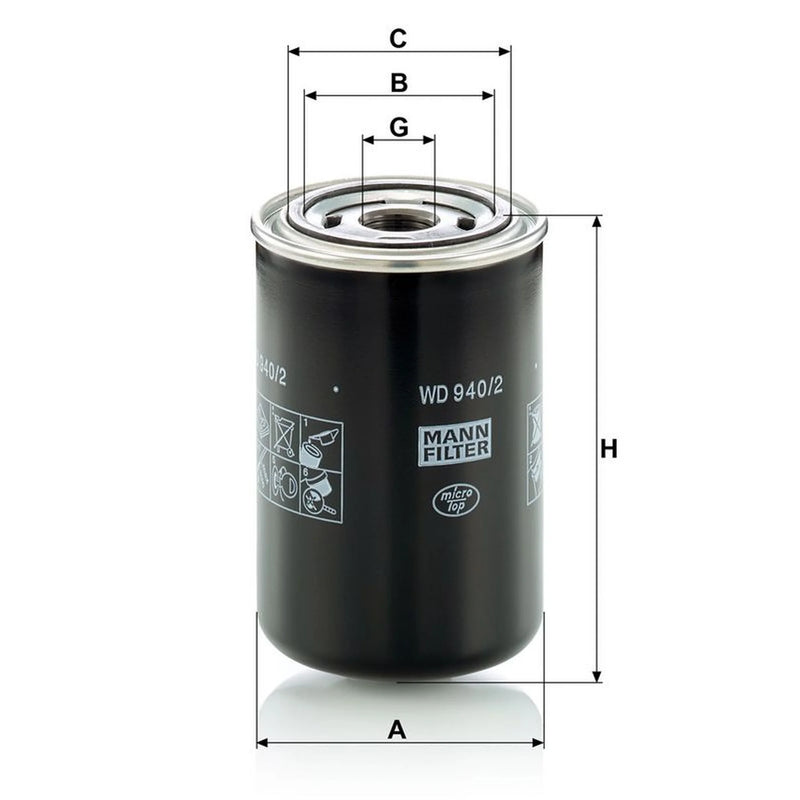 MANN-FILTER Engine Oil Filter WD 940/2 OE 82430832 00050705704 81331180007