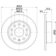 DON 2 x Solid Rear Brake Discs PCD10012