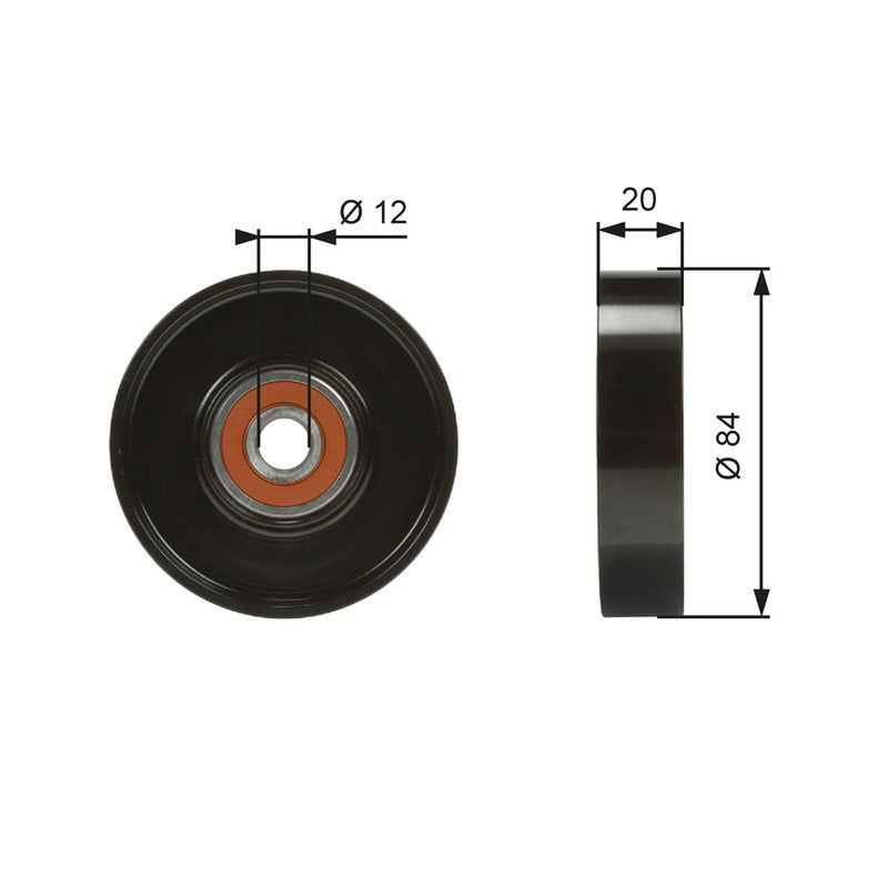 Gates V-Ribbed Belt Tensioner Pulley 84mm OD Wide T36321