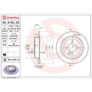 Brembo 2 x Solid Rear Brake Discs 08.9163.21