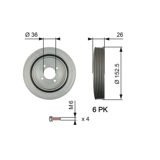 Gates Crank Shaft Belt Pulley TVD1011A