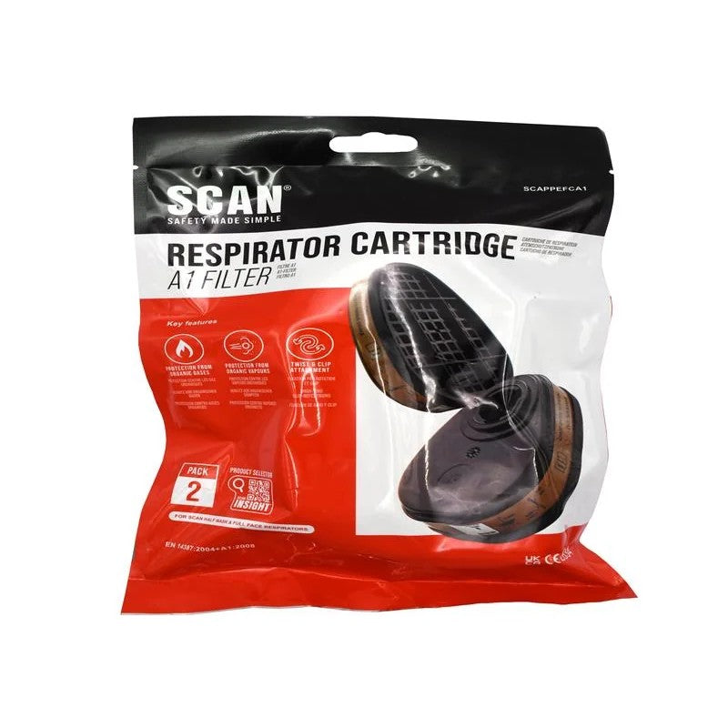 Scan Twin Half Mask A1 Gas Filter Cartridge (Pack of 2) - 3100NA