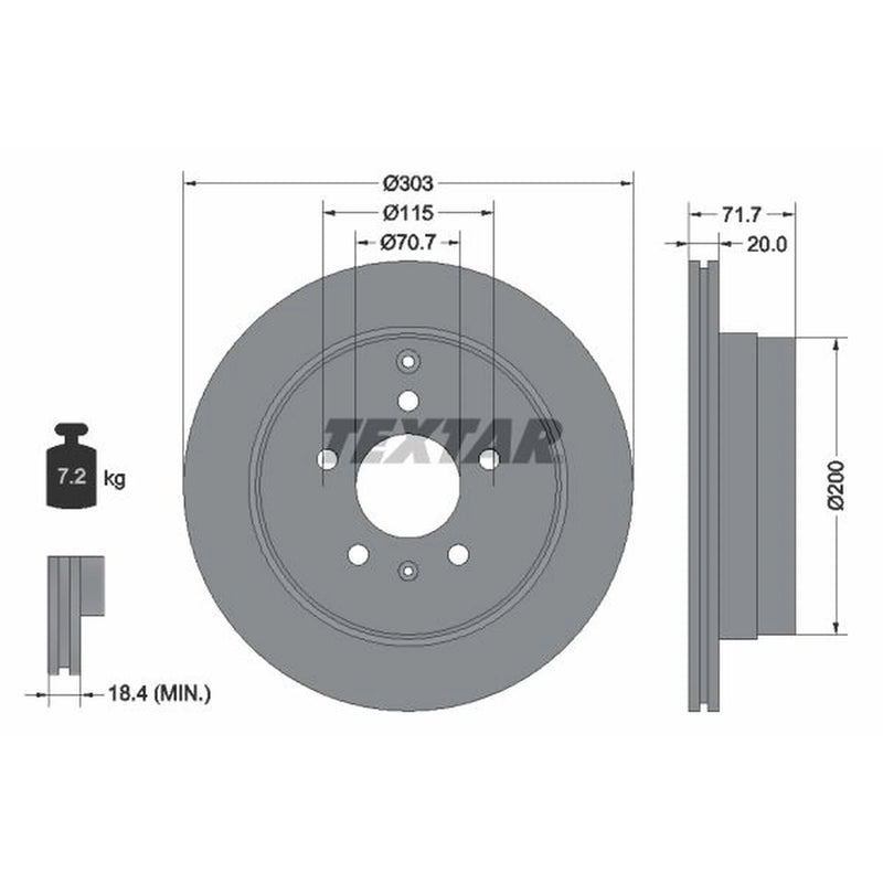Textar 2 x Rear Brake Discs 92165503