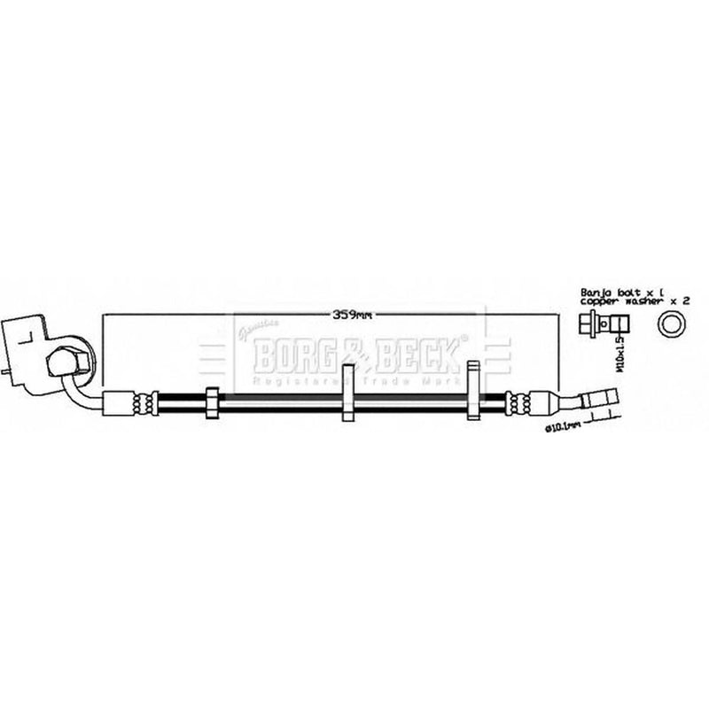 Borg & Beck Brake Hydraulic Hose Line Front Left BBH8562