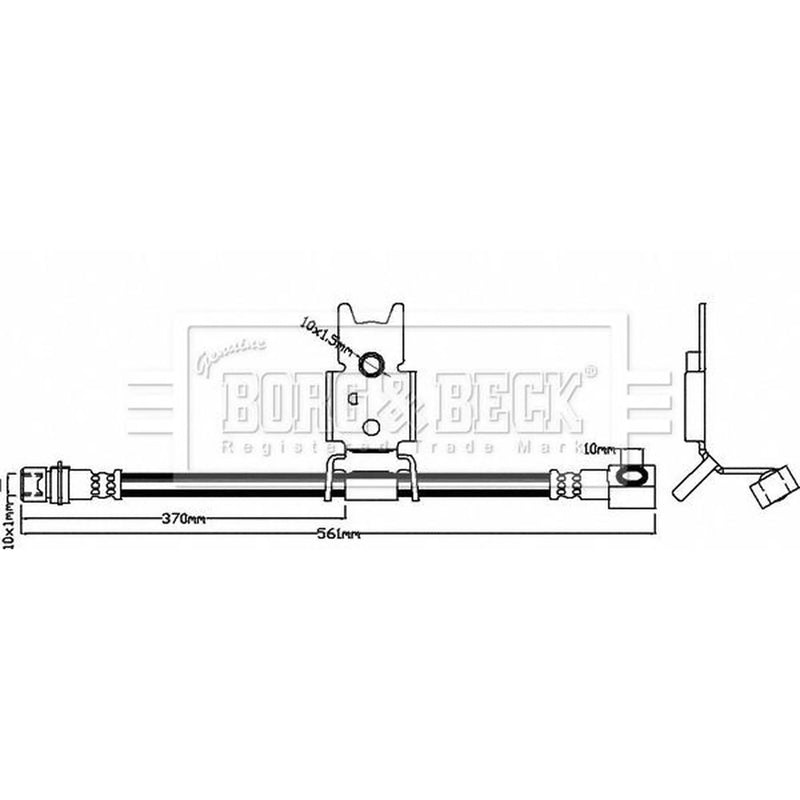 Borg & Beck Brake Hydraulic Hose Line Front Right BBH8030