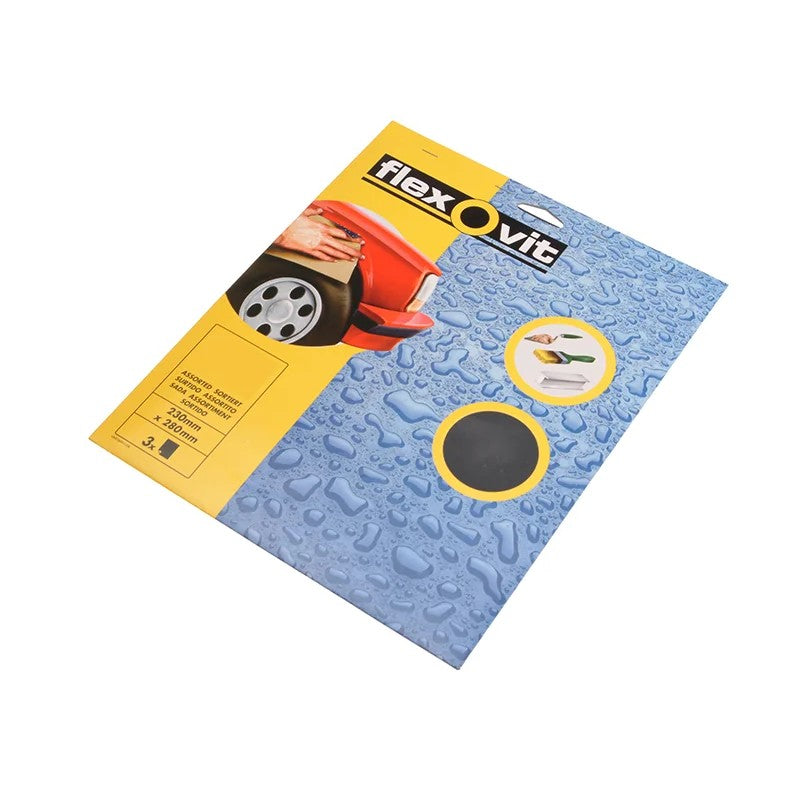 Flexovit Waterproof Sanding Sheets 230 x 280mm Coarse 180G (3) - 63642526301