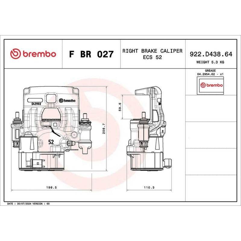 Brembo Brake Caliper Assembly Rear Right FBR027