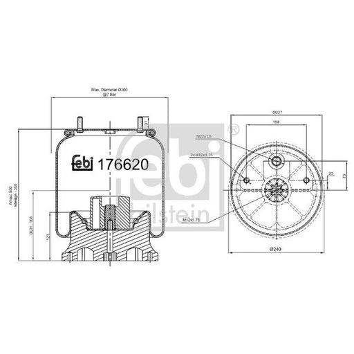 Febi Air Suspension Bellow 240mm 176620
