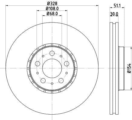 MINTEX Brake Disc Front Externally Vented 328mm Outer Diameter Fits Volvo XC90 MINTEX - Town Parts