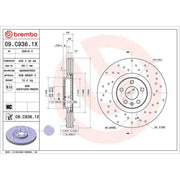 Brembo Xtra 2 x Perforated/Vented Front Brake Discs 09.C936.1X
