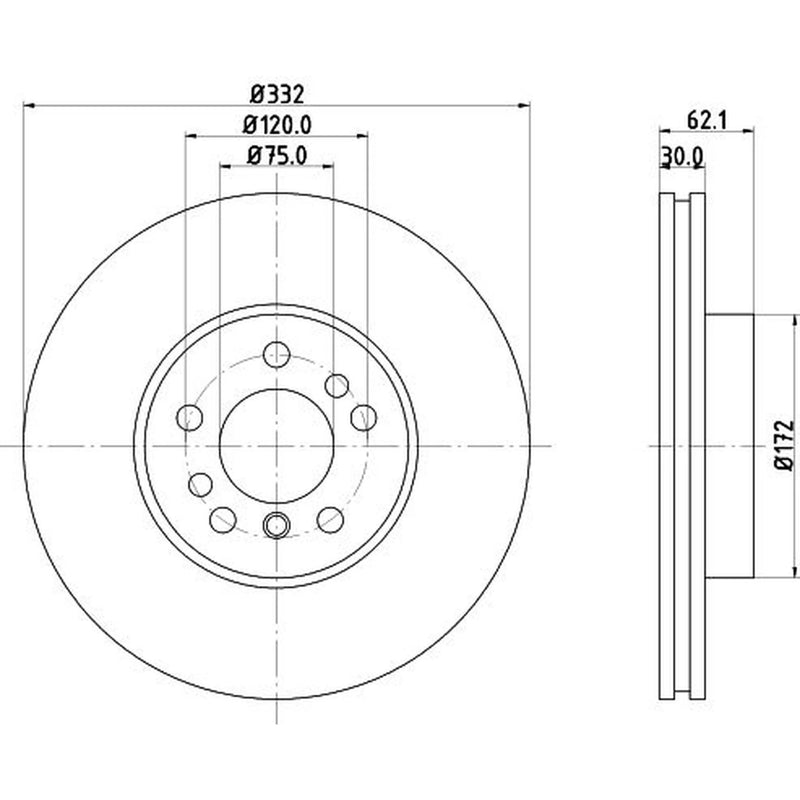 DON 2 x Internally Vented Front Brake Discs PCD11801