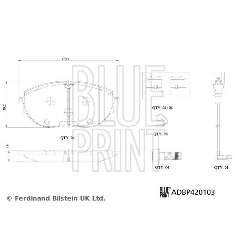Blue Print Front Brake Pad Set ADBP420103