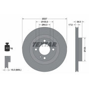 Textar 2 x Vented Front Brake Discs 92282503