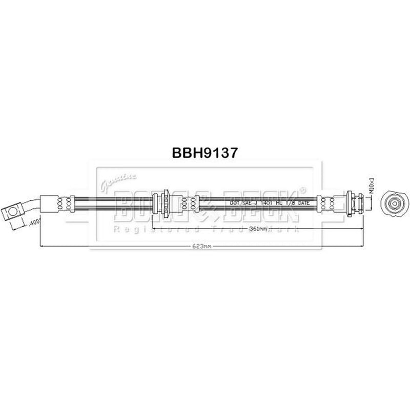 Borg & Beck Brake Hydraulic Hose Line Front Left BBH9137