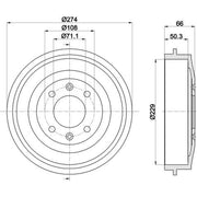 Mintex Brake Drum Assembly Rear MBD030